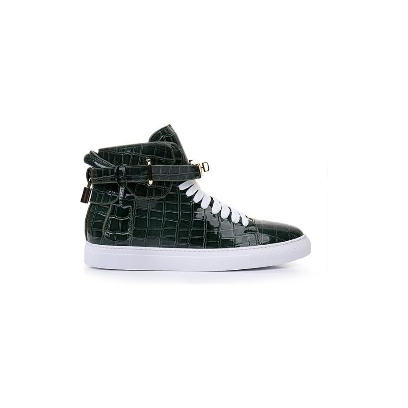 Herre Sneakers Luksus Crocemboss High Top Casual - Grøn