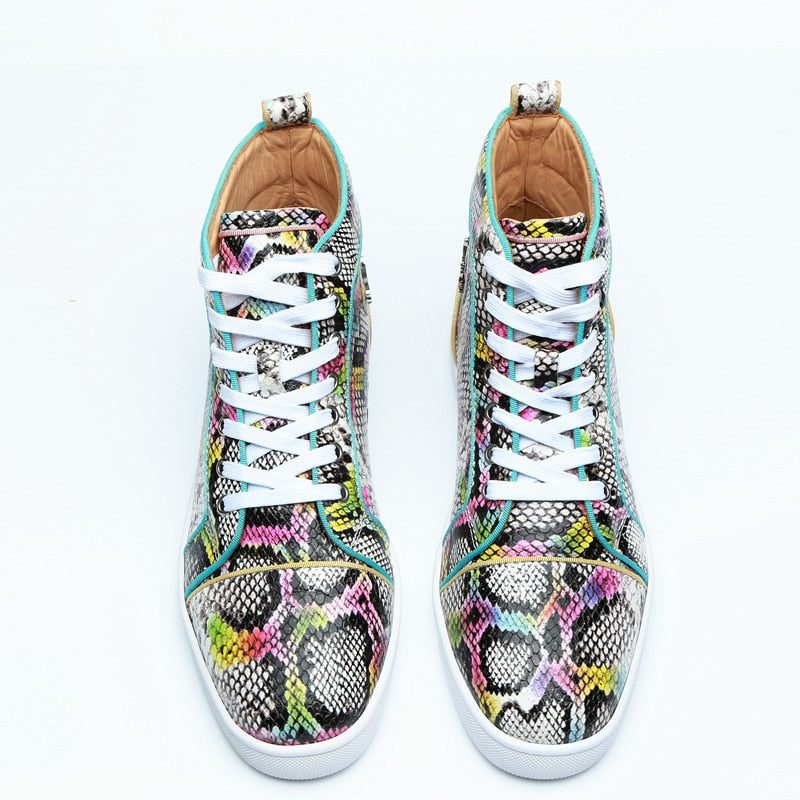 Herre Sneakers Snakeskin Chic Multicolor High Top Vandtætte Sko - Eksotisk