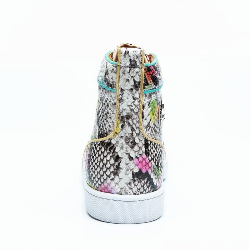 Herre Sneakers Snakeskin Chic Multicolor High Top Vandtætte Sko - Eksotisk