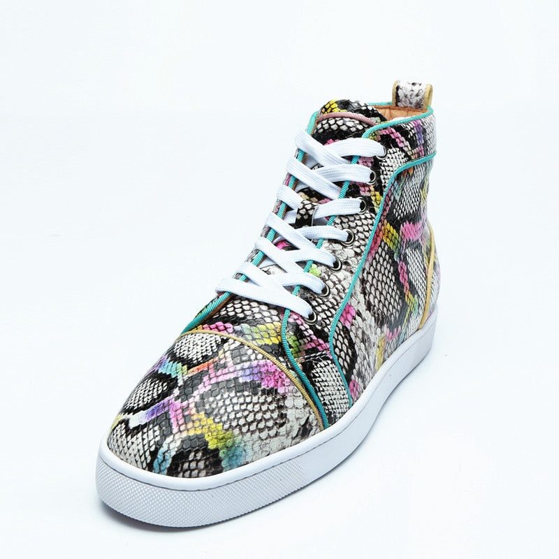 Herre Sneakers Snakeskin Chic Multicolor High Top Vandtætte Sko - Eksotisk