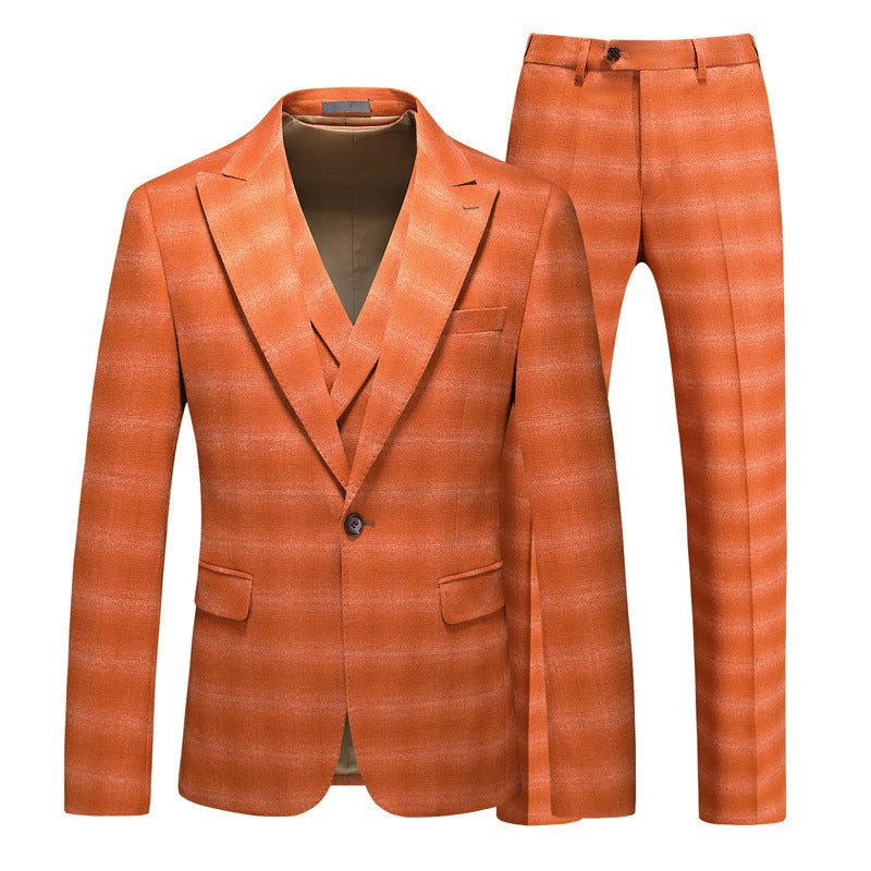 Herredragter Skinny Zipper Fly 3-delt Jakkesæt - Orange