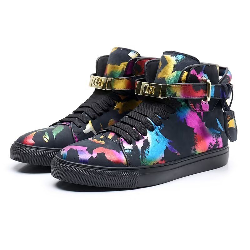 Herresneakers Graffiti Vogue Cowhide High Top Sneakers - Multi-Farve