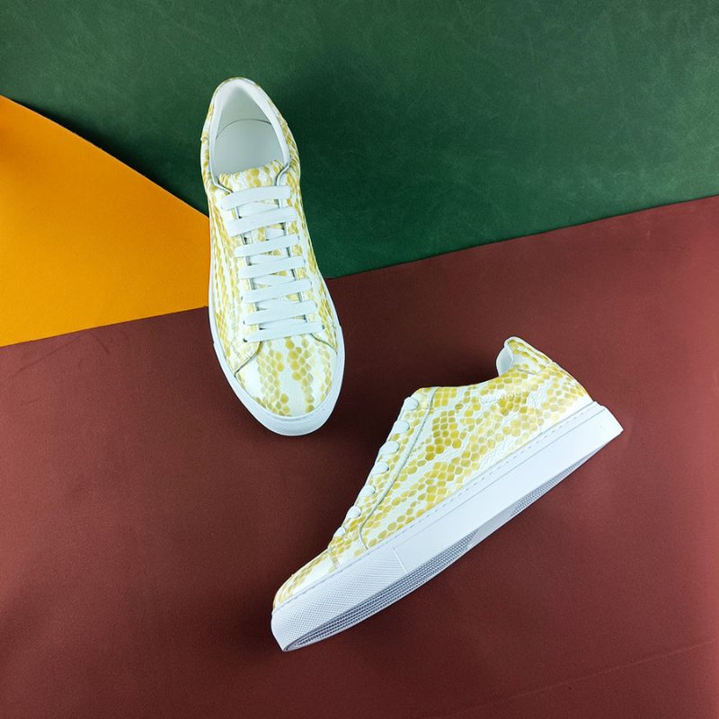 Herresneakers Teksturerede Sneakers Med Snøre På Platform - Guld