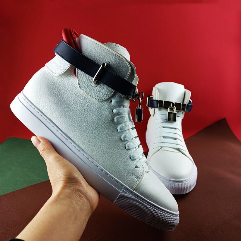 Herresneakers Udsmykkede Solide High-top Sneakers - Hvid