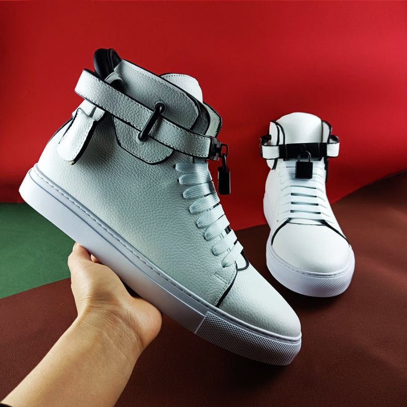 Herresneakers Udsmykkede Solide High-top Sneakers - Hvid