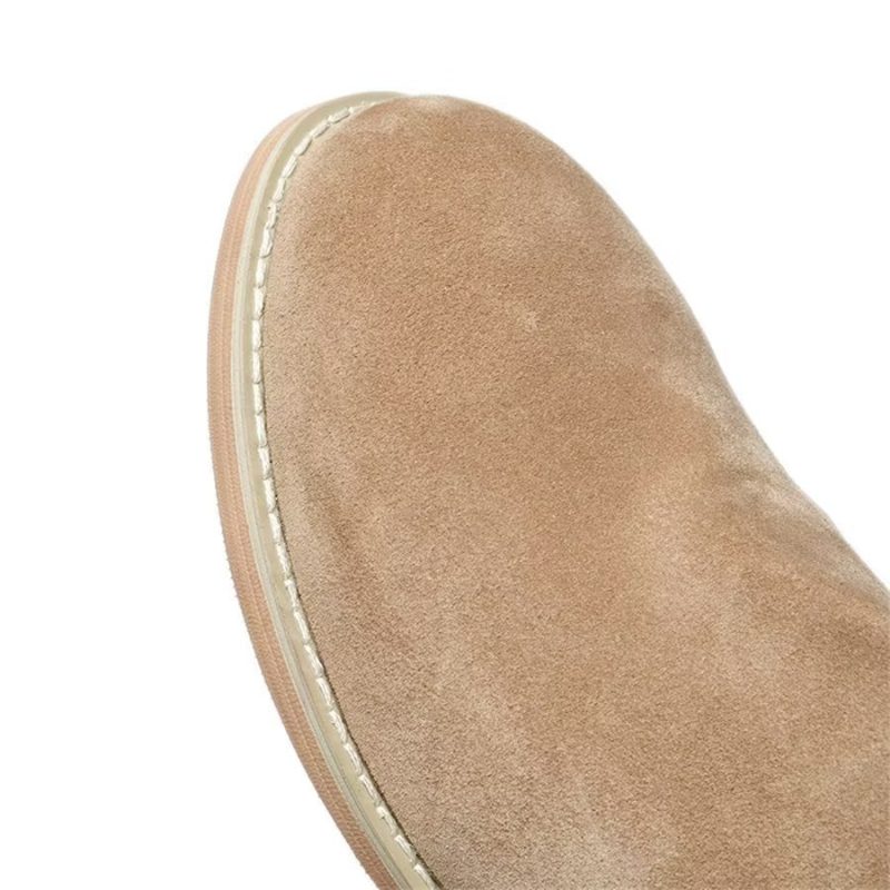 Herrestøvler Elegant Okselæder Slip On Ankel Booties - Kaki