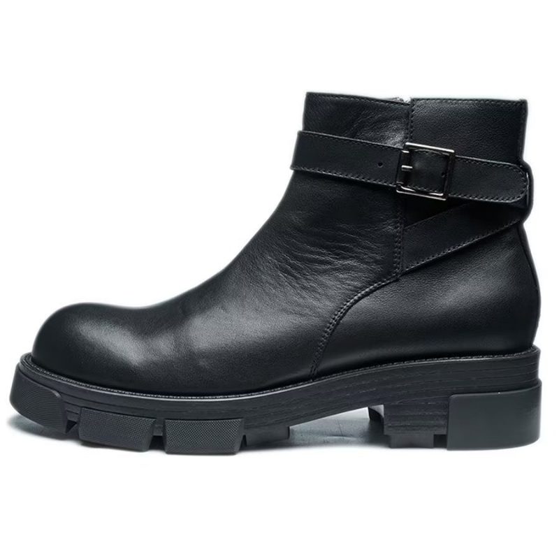 Herrestøvler Elegant Okselæder Slip On Platform Ankelstøvler