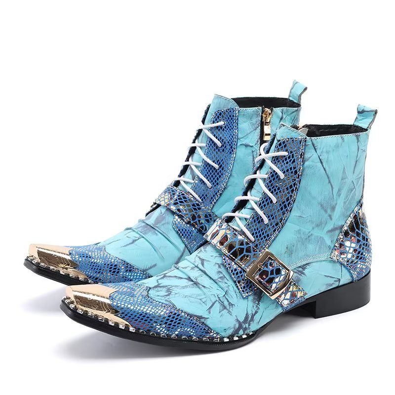 Herrestøvler Exotic Texture High Dress Boots - Blå