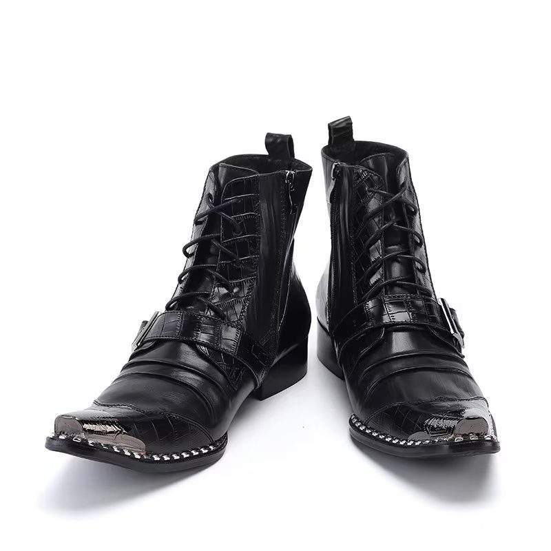 Herrestøvler Exotic Texture High Dress Boots - Sort