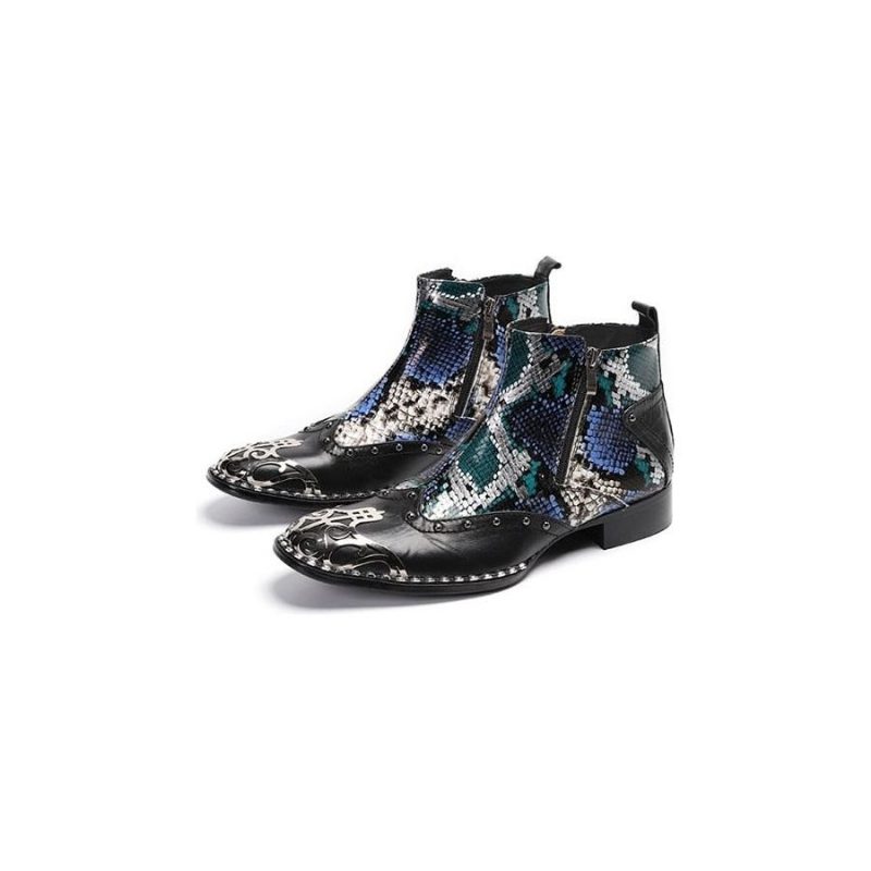 Herrestøvler Motolux Snakeskin Ankel Dress Loafers - Multi-Farve