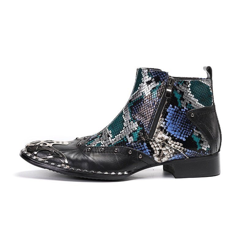 Herrestøvler Motolux Snakeskin Ankel Dress Loafers - Multi-Farve