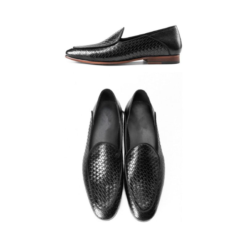 Loafers Klasse Præget Læder Formelle Slip-on Brogues - Sort