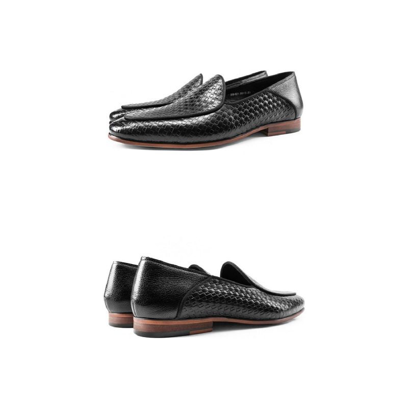 Loafers Klasse Præget Læder Formelle Slip-on Brogues - Sort