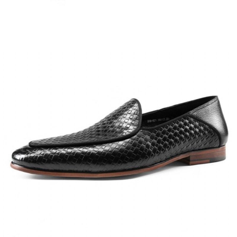 Loafers Klasse Præget Læder Formelle Slip-on Brogues - Sort