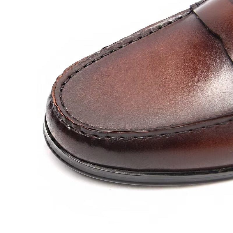 Loafers Til Mænd Ægte Læder Krokodillemønster Slip-on - Brun