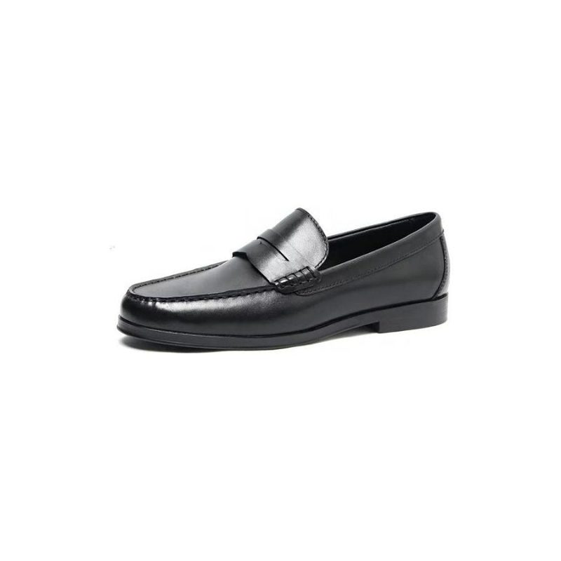 Loafers Til Mænd Ægte Læder Krokodillemønster Slip-on - Sort