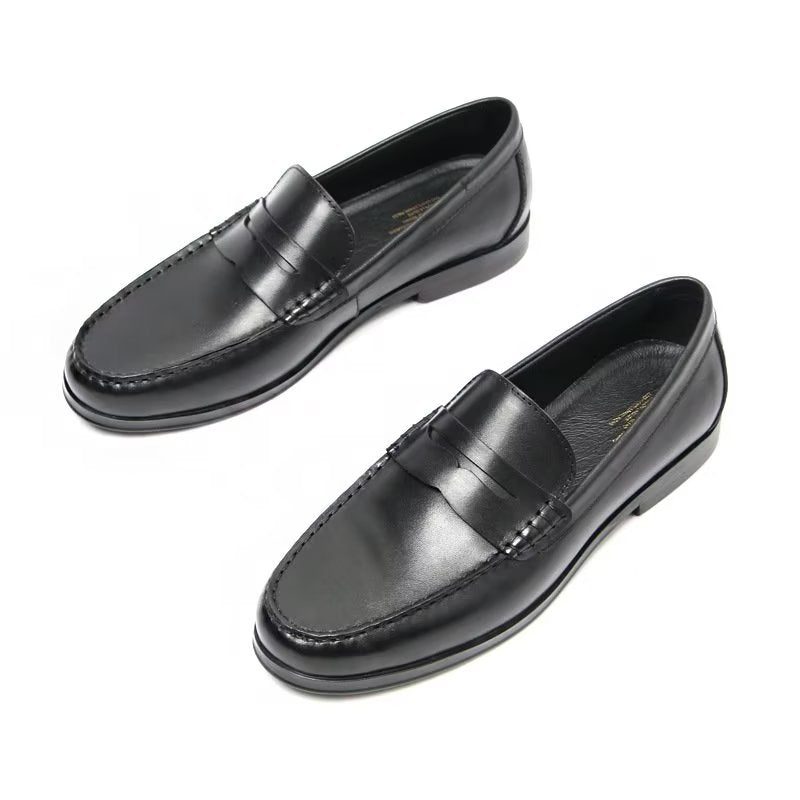 Loafers Til Mænd Ægte Læder Krokodillemønster Slip-on - Sort