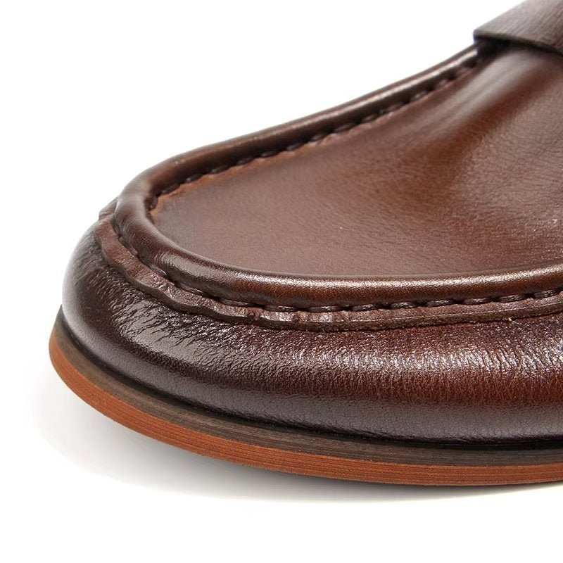 Loafers Til Mænd Ægte Læder Krokodillemønster Slip-on - Brun