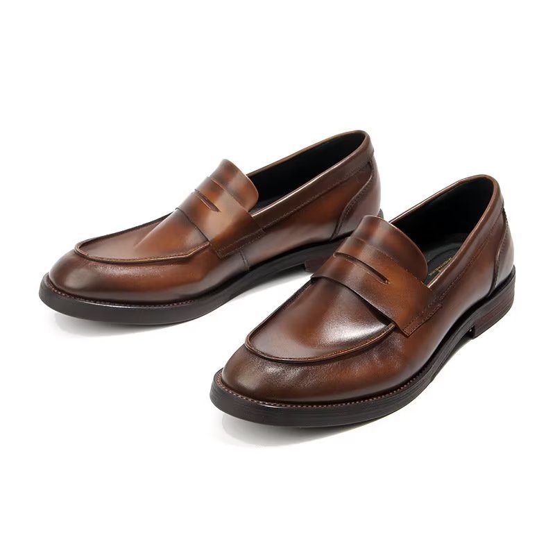 Loafers Til Mænd Ægte Læder Krokodillemønster Slip-on - Brun