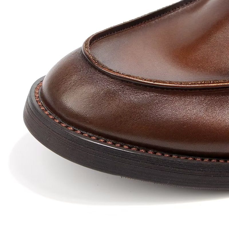 Loafers Til Mænd Ægte Læder Krokodillemønster Slip-on - Brun