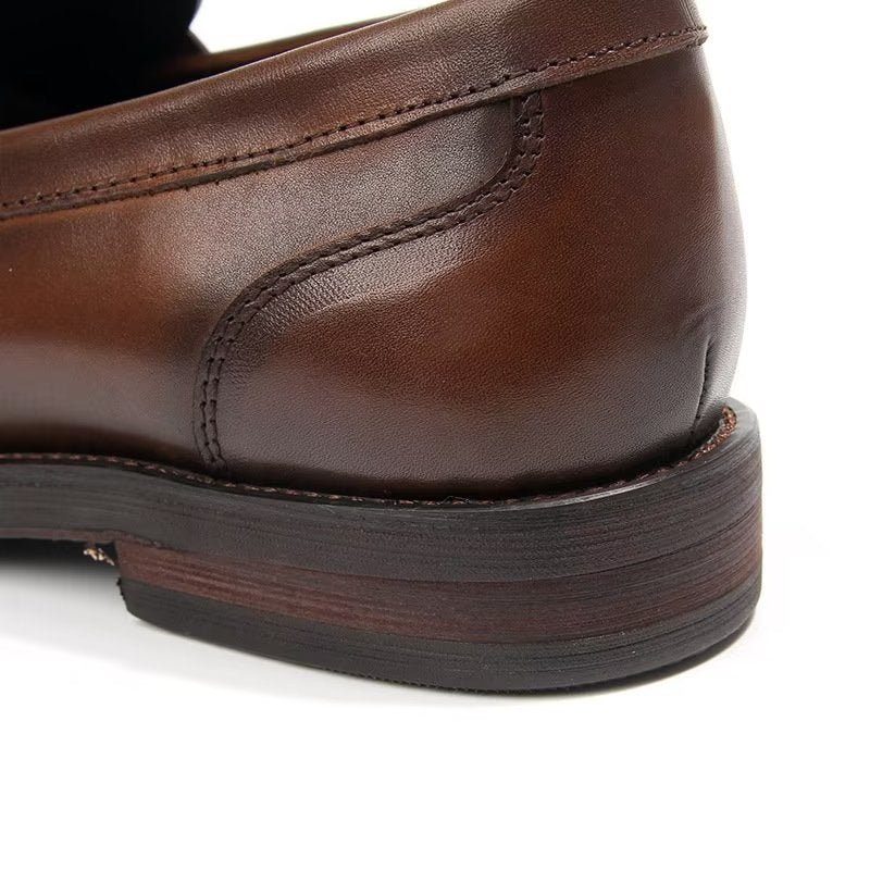 Loafers Til Mænd Ægte Læder Krokodillemønster Slip-on - Brun