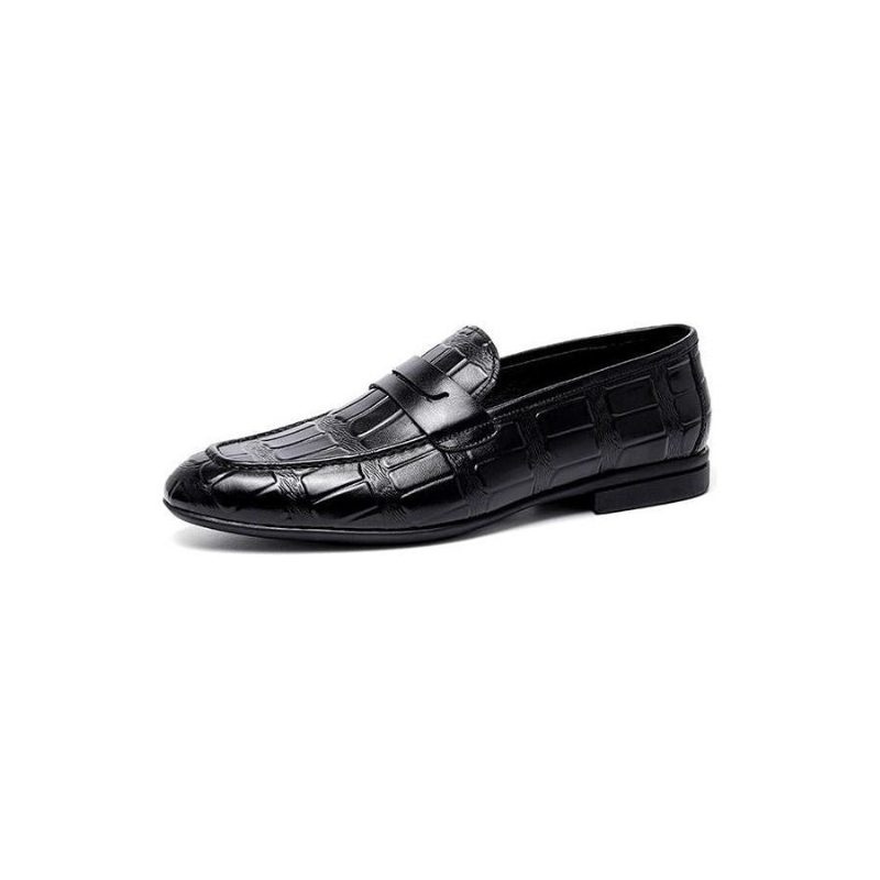 Loafers Til Mænd Ægte Læder Præget Slip-on Elegance