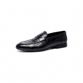 Loafers Til Mænd Ægte Læder Præget Slip-on Elegance