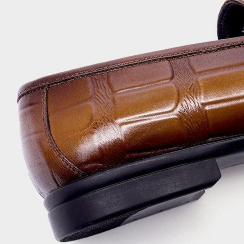 Loafers Til Mænd Ægte Læder Præget Slip-on Elegance - Kaffe