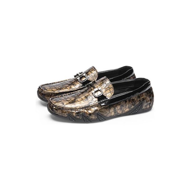 Loafers Til Mænd Alligator Slip-on - Guld