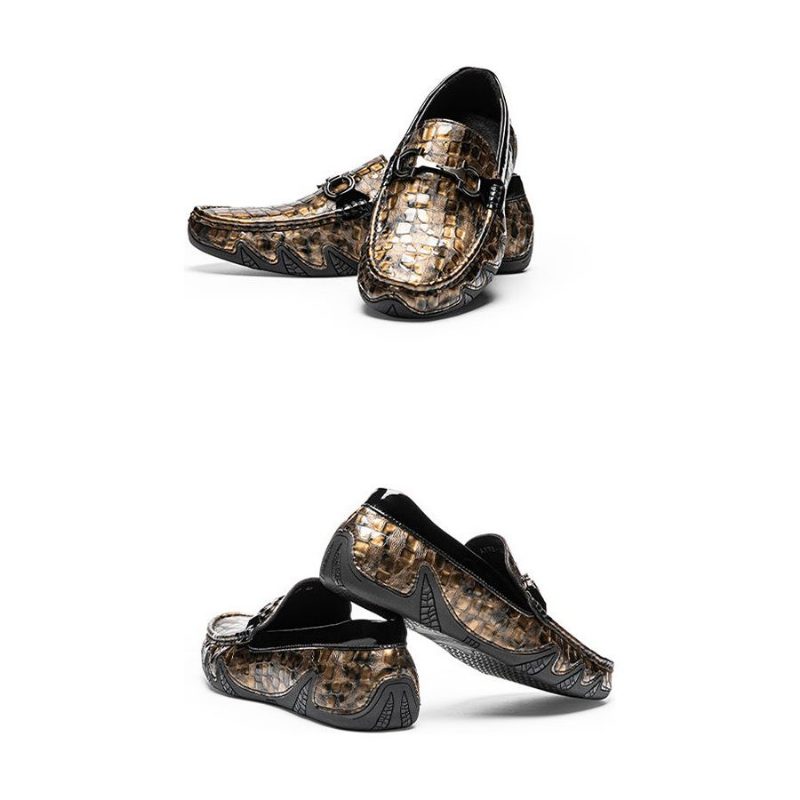 Loafers Til Mænd Alligator Slip-on - Guld