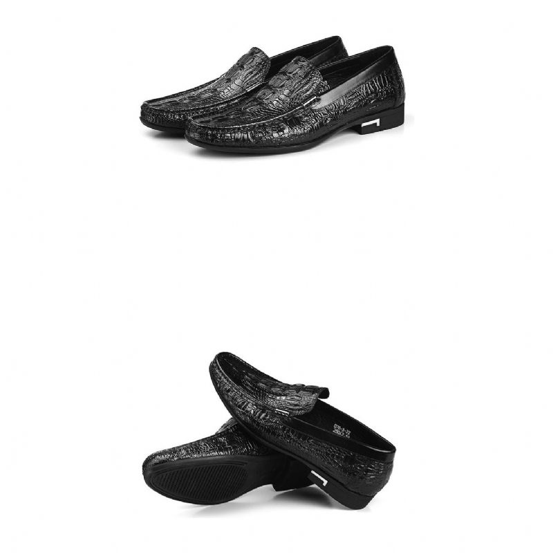 Loafers Til Mænd Allilux Exotic Leather Slip On Casual - Sort