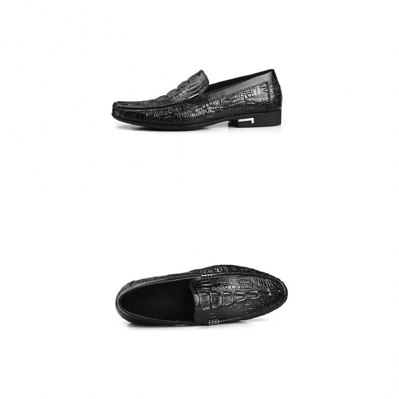 Loafers Til Mænd Allilux Exotic Leather Slip On Casual - Sort