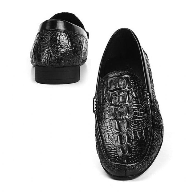 Loafers Til Mænd Allilux Exotic Leather Slip On Casual - Sort