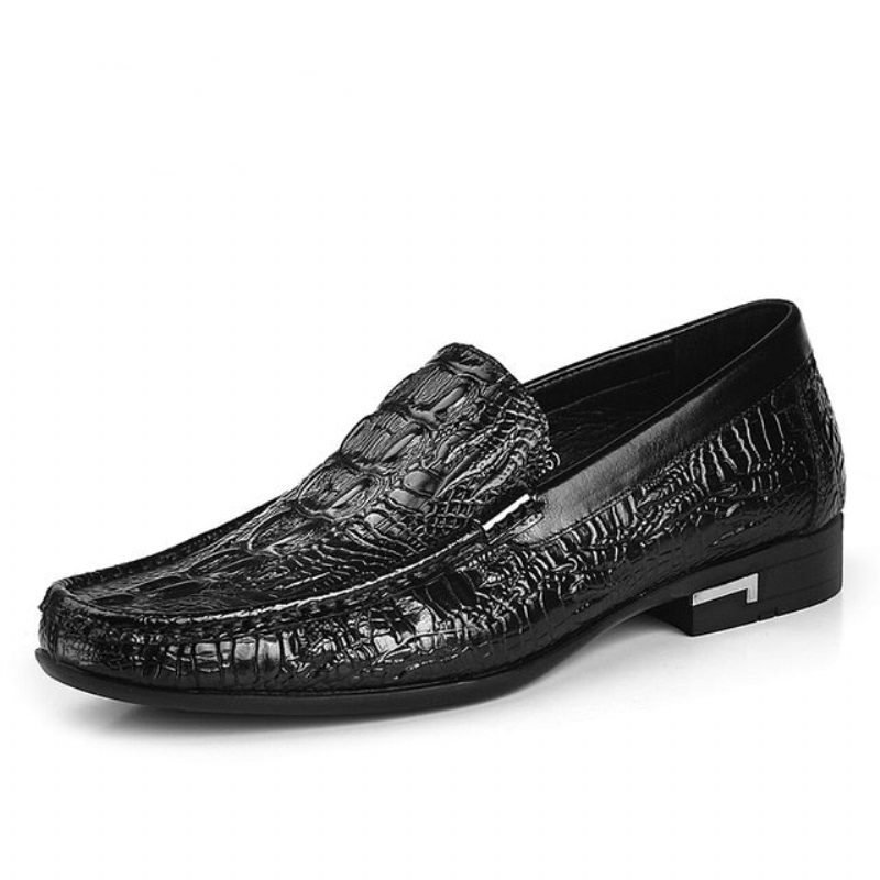 Loafers Til Mænd Allilux Exotic Leather Slip On Casual - Sort