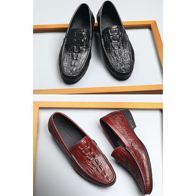 Loafers Til Mænd Allilux Exotic Leather Slip On Casual - Sort