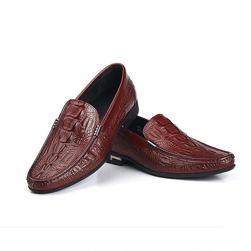 Loafers Til Mænd Allilux Exotic Leather Slip On Casual - Rød