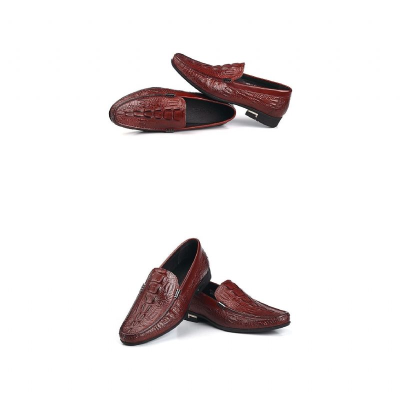 Loafers Til Mænd Allilux Exotic Leather Slip On Casual - Rød