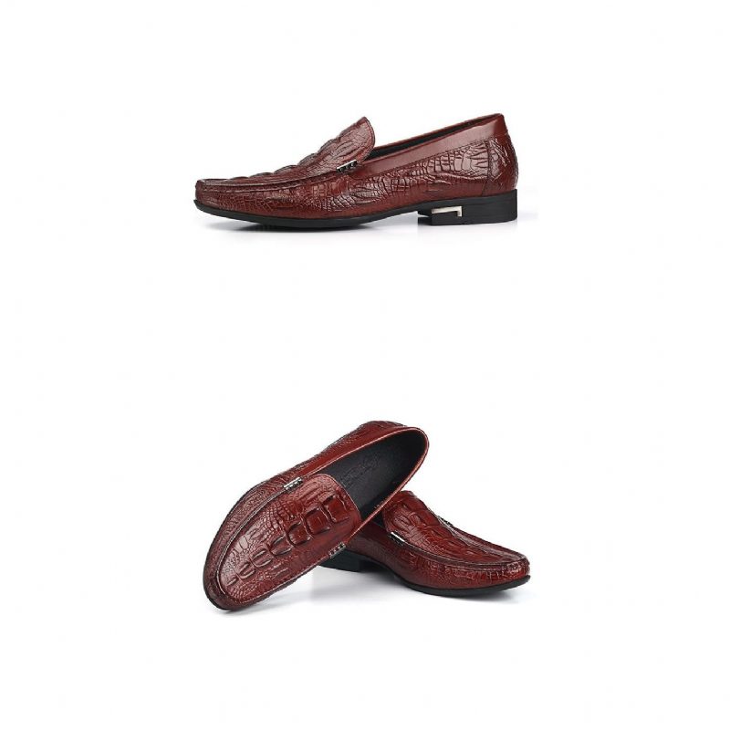 Loafers Til Mænd Allilux Exotic Leather Slip On Casual - Rød