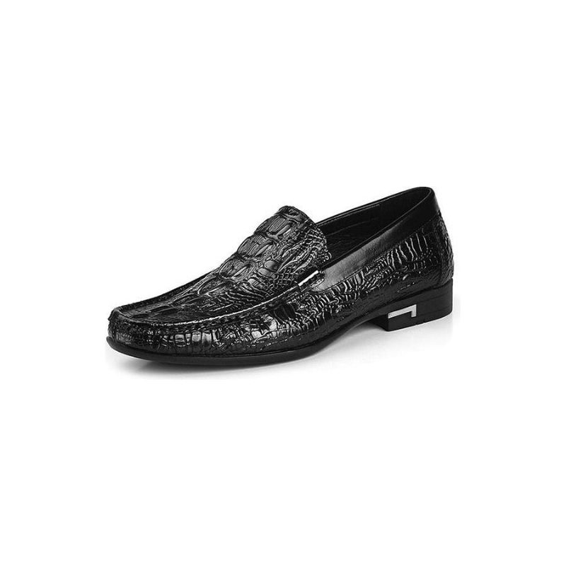 Loafers Til Mænd Allilux Exotic Leather Slip On Casual - Sort