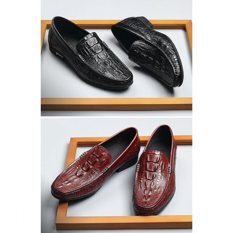 Loafers Til Mænd Allilux Exotic Leather Slip On Casual - Sort