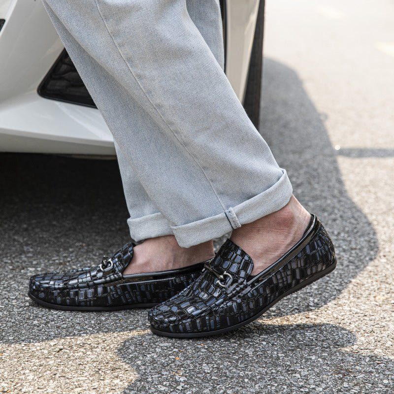 Loafers Til Mænd Åndbar Slip-on Klassisk Alligator Tekstur - Blå