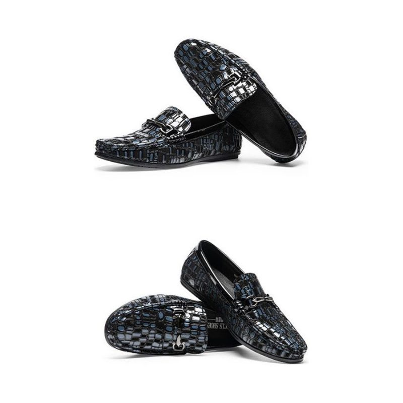 Loafers Til Mænd Åndbar Slip-on Klassisk Alligator Tekstur - Blå