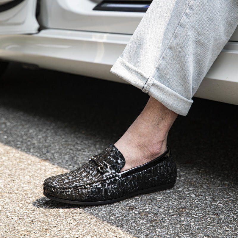 Loafers Til Mænd Åndbar Slip-on Klassisk Alligator Tekstur - Sort