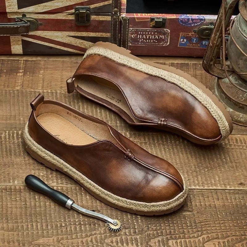 Loafers Til Mænd Chic Cowhide Slip-on - Kaffe