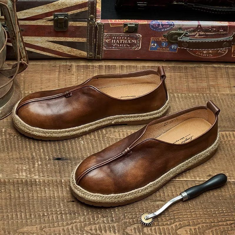 Loafers Til Mænd Chic Cowhide Slip-on - Kaffe