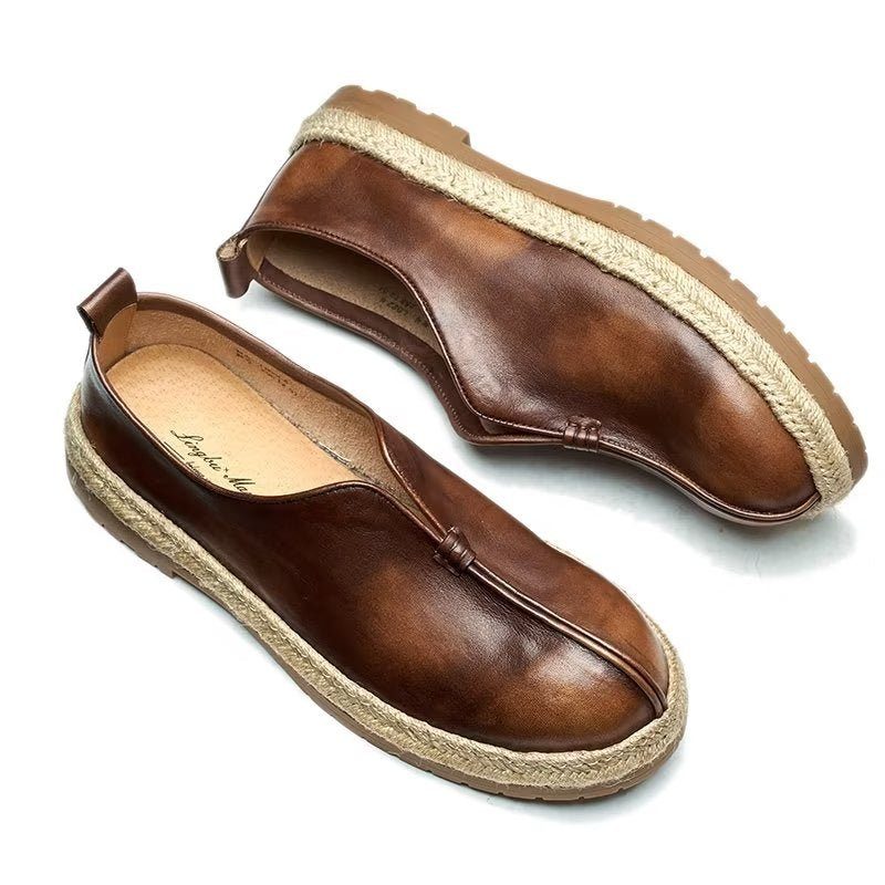 Loafers Til Mænd Chic Cowhide Slip-on - Kaffe