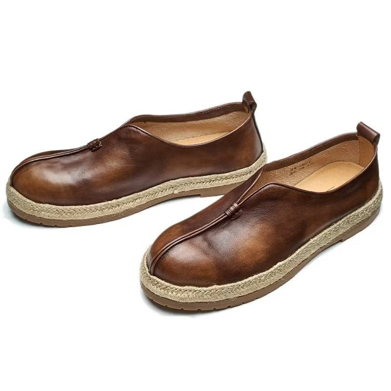 Loafers Til Mænd Chic Cowhide Slip-on - Kaffe