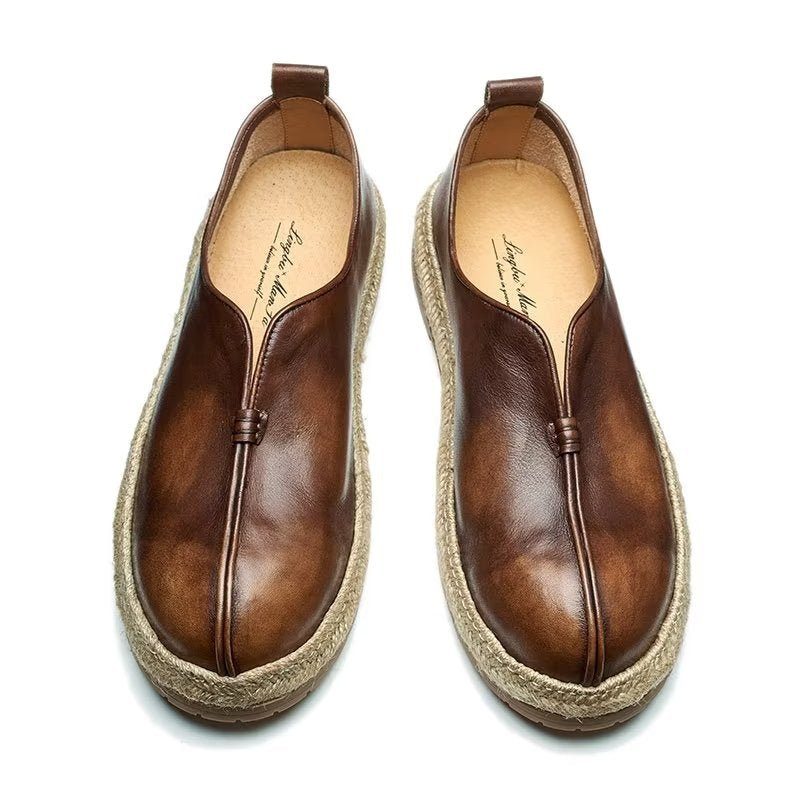 Loafers Til Mænd Chic Cowhide Slip-on - Kaffe