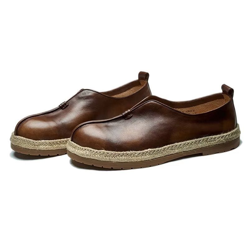 Loafers Til Mænd Chic Cowhide Slip-on - Kaffe