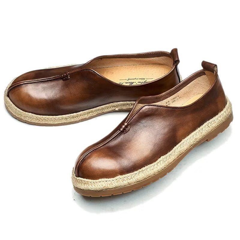 Loafers Til Mænd Chic Cowhide Slip-on - Kaffe